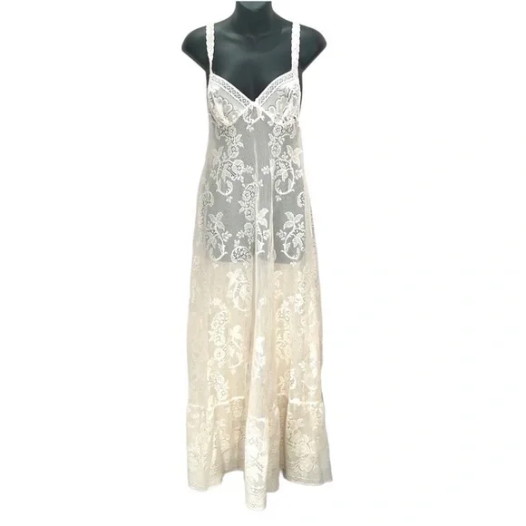 ⭐️ Vintage 1950’s Vassarette Lace Paisley & Floral Nightgown and Overcoat Set - Picture 5 of 12